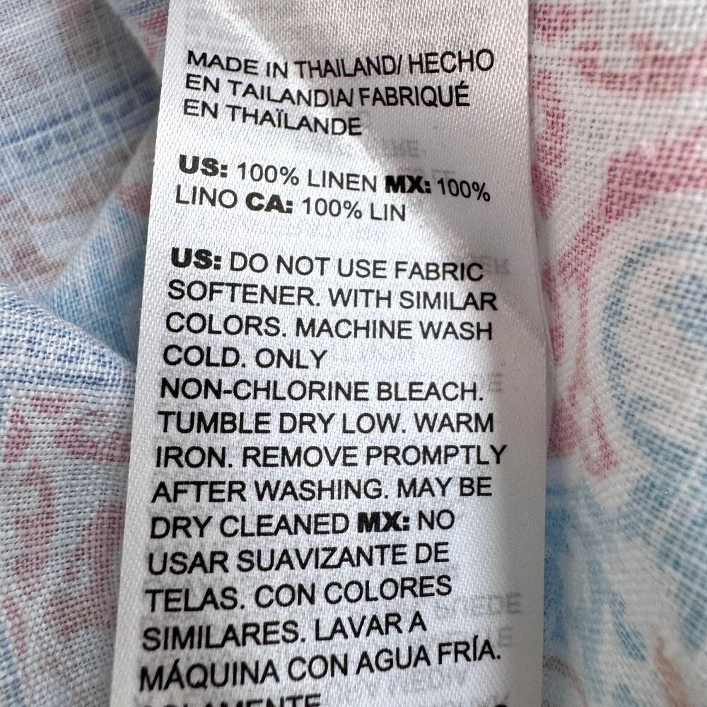 Chico's Womens Button Shirt Top Size 12 100% Linen Summer Floral No Iron Blue - Picture 6 of 6